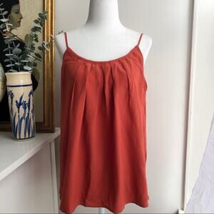 Rory Beca Orange Silk Pleated Tank Top